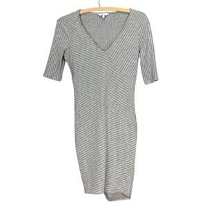 Women's Candies Grey Gray Retro Y2K BodyCon V-Neck Mini Dress - Size Small